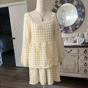 Simply Southern Cream Textured Mini Dress